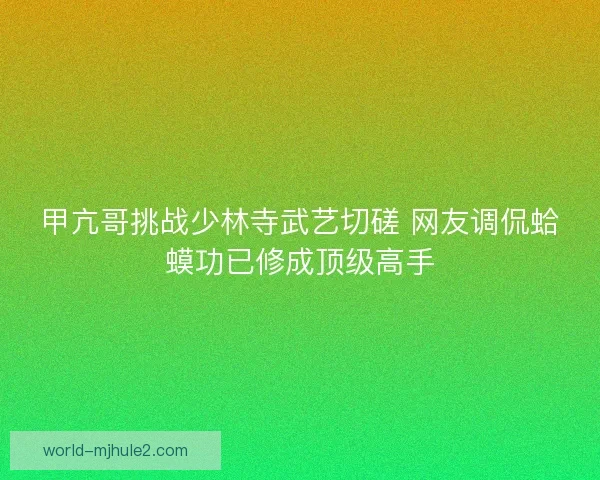 甲亢哥挑战少林寺武艺切磋 网友调侃蛤蟆功已修成顶级高手 甲亢哥挑战少林寺武艺切磋 网友调侃蛤蟆功已修成顶级高手